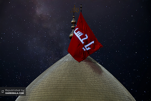 اهتزاز پرچم سرخ بر فراز بارگاه امام حسین (ع) و حضرت عباس (ع) / گزارش تصویری