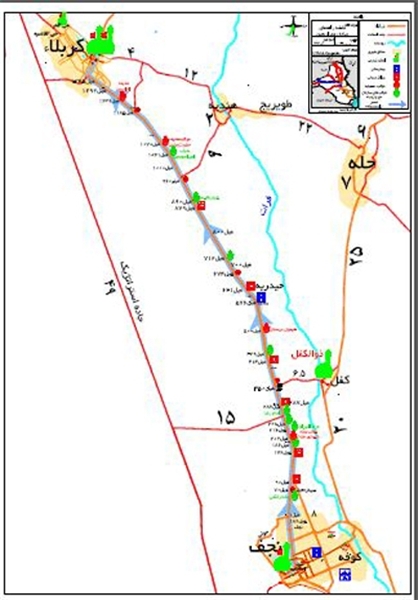 مسیر پیاده‌روی اربعین و موقعیت موکب‌های ایرانی/ دانلود نقشه
