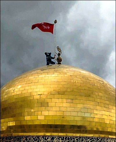 اولین پرچم حضرت رقیه(س) به حرم رضوی رسید