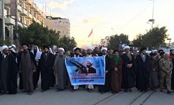 تظاهرات صدها عراقی در کربلا در محکومیت اعدام شهید شیخ باقر النمر